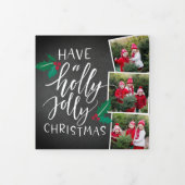 Holly Jolly | Cute Rustic Multi Photo Drieluik Wenskaart (Cover)