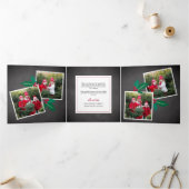 Holly Jolly | Cute Rustic Multi Photo Drieluik Wenskaart (Binnen)