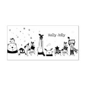 Holly Jolly Cute Winter Animals Kerstmis Rubberstempel (Afrduk)