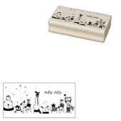 Holly Jolly Cute Winter Animals Kerstmis Rubberstempel (Gestempeld)