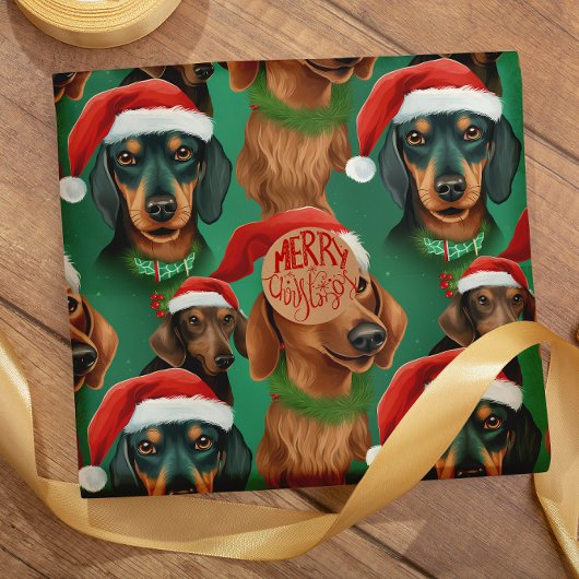 Holly Jolly Dachshunds naadloos patroon Cadeaupapier