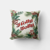 "Holly Jolly" Decoratief Kerstscript & Holly Kussen (Voorkant)