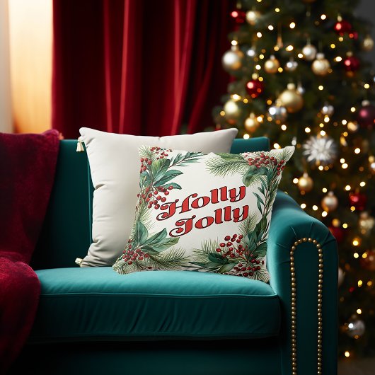"Holly Jolly" Decoratief Kerstscript & Holly Kussen