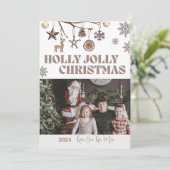 Holly Jolly Earth-fotokaart Feestdagenkaart (Staand voorkant)