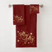 Holly Jolly | Elegant Goud Faux Folie Script Bad Handdoek (Insitu)