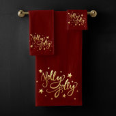 Holly Jolly | Elegant Goud Faux Folie Script Bad Handdoek