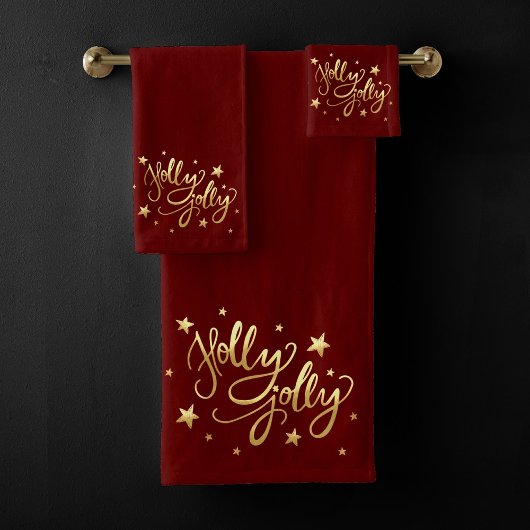 Holly Jolly | Elegant Goud Faux Folie Script Bad Handdoek