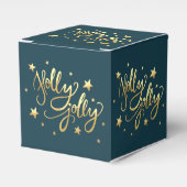 Holly Jolly | Elegant Goud Faux Folie Script Bedankdoosjes (Voorkant Zijde)