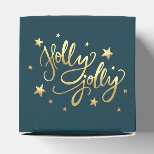 Holly Jolly | Elegant Goud Faux Folie Script Bedankdoosjes (Bovenkant)