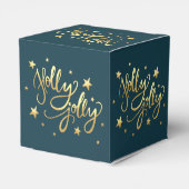Holly Jolly | Elegant Goud Faux Folie Script Bedankdoosjes (Achterkant)