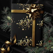 Holly Jolly | Elegant Goud Faux Folie Script Cadeaupapier