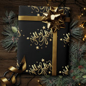 Holly Jolly | Elegant Goud Faux Folie Script Cadeaupapier