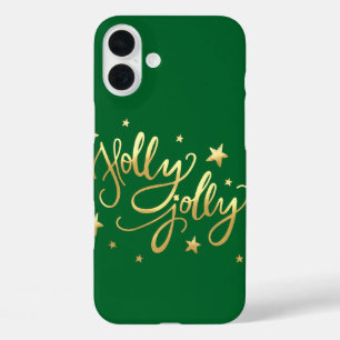 Holly Jolly   Elegant Goud Faux Folie Script iPhone 16 Plus Hoesje