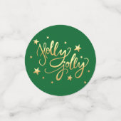 Holly Jolly | Elegant Goud Faux Folie Script Confetti (Kleine voorkant)