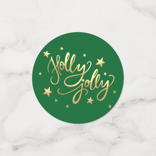 Holly Jolly | Elegant Goud Faux Folie Script Confetti (Kleine voorkant)