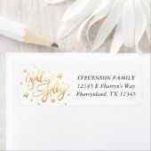 Holly Jolly | Elegant Goud Faux Folie Script Etiket (Insitu)