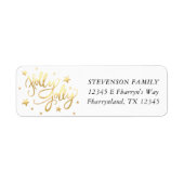 Holly Jolly | Elegant Goud Faux Folie Script Etiket (Voorkant)