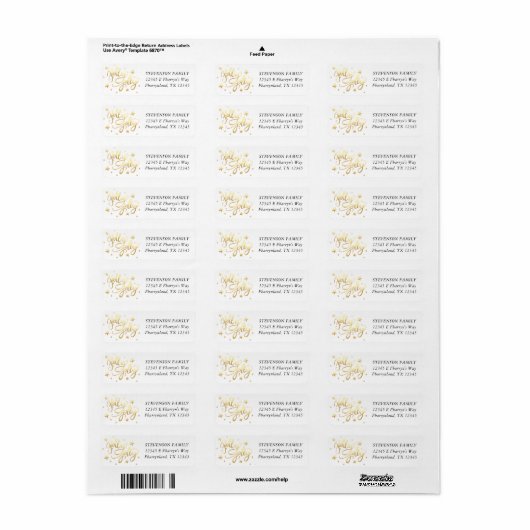 Holly Jolly | Elegant Goud Faux Folie Script Etiket (Full Sheet)