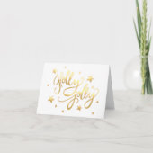 Holly Jolly | Elegant Goud Faux Folie Script Feestdagen Kaart (Voorkant)