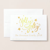 Holly Jolly | Elegant Goud Faux Folie Script Folie Kaarten (Met envelop)