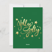 Holly Jolly | Elegant Goud Faux Folie Script Foto Feestdagenkaart (Achterkant)