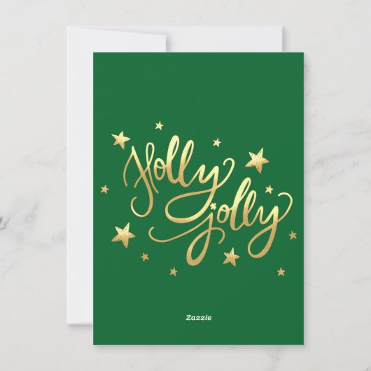 Holly Jolly | Elegant Goud Faux Folie Script Foto Feestdagenkaart (Achterkant)