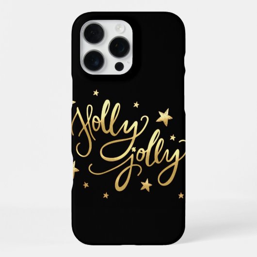 Holly Jolly | Elegant Goud Faux Folie Script iPhone Hoesje (Achterkant)