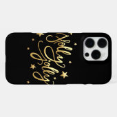 Holly Jolly | Elegant Goud Faux Folie Script iPhone Hoesje (Achterkant horizontaal)