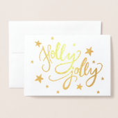 Holly Jolly | Elegant Goud Faux Folie Script Kaarten (Voorkant met envelop)