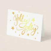 Holly Jolly | Elegant Goud Faux Folie Script Kaarten (Voorkant)