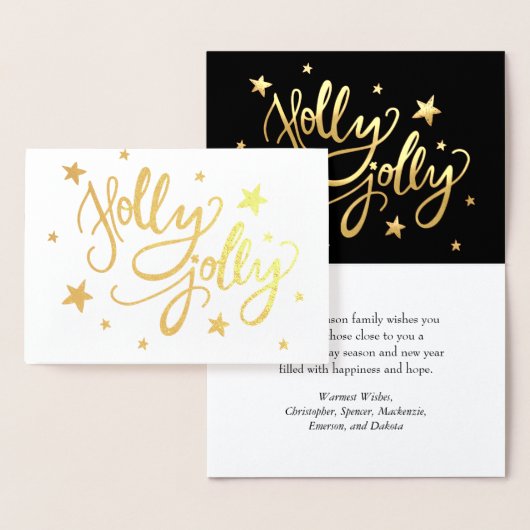 Holly Jolly | Elegant Goud Faux Folie Script Kaarten (Display)