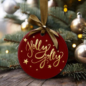Holly Jolly | Elegant Goud Faux Folie Script Keramisch Ornament