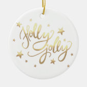 Holly Jolly | Elegant Goud Faux Folie Script Keramisch Ornament (Voorkant)