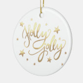 Holly Jolly | Elegant Goud Faux Folie Script Keramisch Ornament (Links)