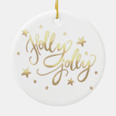Holly Jolly | Elegant Goud Faux Folie Script Keramisch Ornament (Achterkant)
