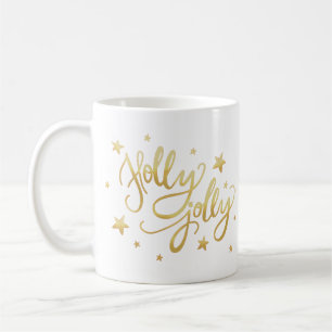 Holly Jolly   Elegant Goud Faux Folie Script Koffiemok