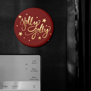 Holly Jolly Elegant Goud Faux Folie Script Magneet