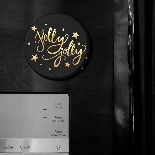 Holly Jolly | Elegant Goud Faux Folie Script Magneet