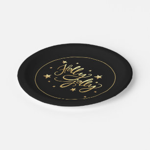Holly Jolly   Elegant Goud Faux Folie Script Papieren Bordje