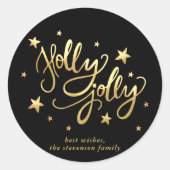 Holly Jolly | Elegant Goud Faux Folie Script Ronde Sticker (Voorkant)