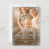 Holly Jolly | Elegant Silver Faux Foil 2 Foto Feestdagenkaart (Achterkant)
