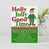 Holly Jolly Elf Gift Exchange Kaart (Staand voorkant)