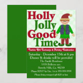 Holly Jolly Elf Gift Exchange Kaart (Voorkant / Achterkant)