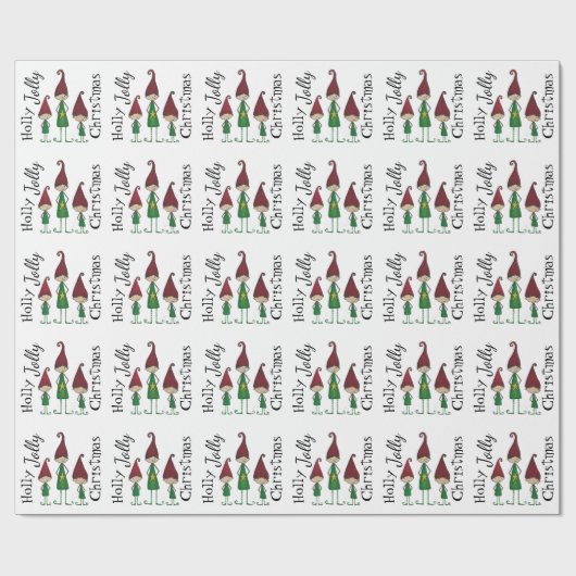 Holly Jolly Elves Wrapping paper Cadeaupapier (Vlak)