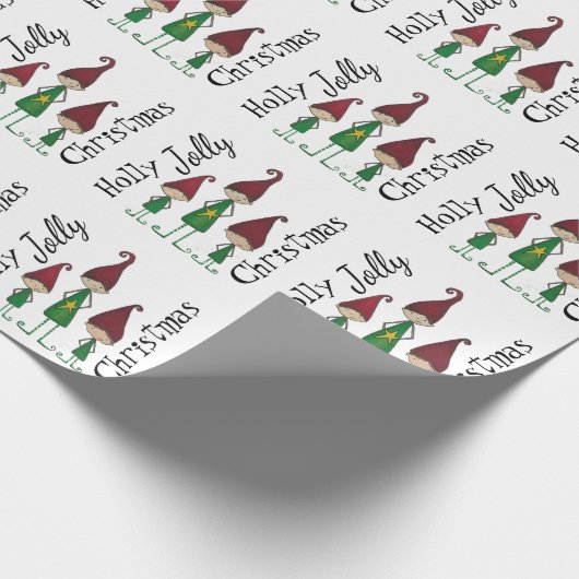 Holly Jolly Elves Wrapping paper Cadeaupapier (Hoek)