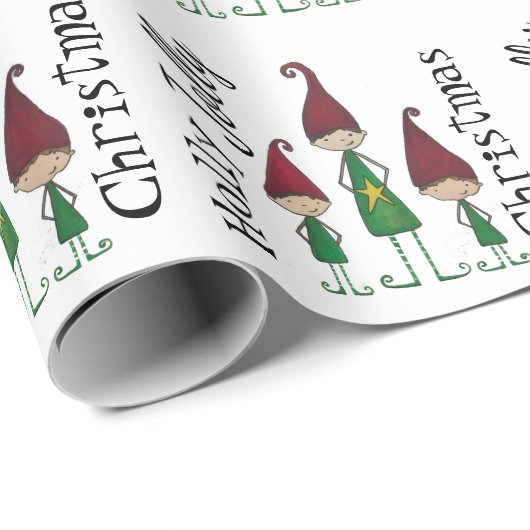 Holly Jolly Elves Wrapping paper Cadeaupapier (Rol Hoek)