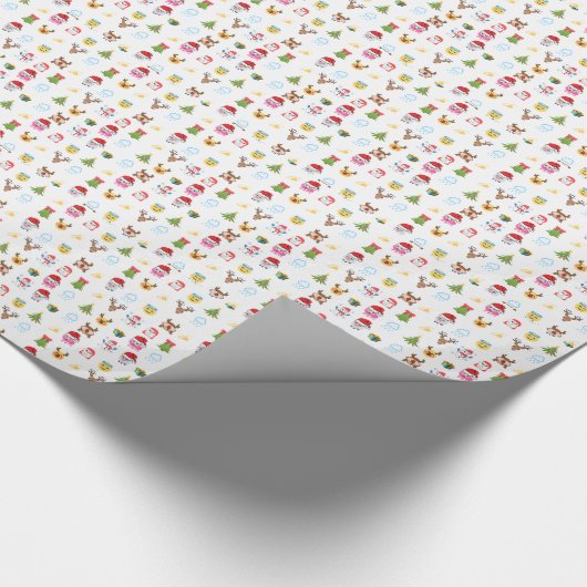 Holly Jolly Emojis - wit Cadeaupapier (Hoek)