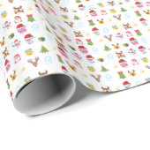 Holly Jolly Emojis - wit Cadeaupapier (Rol Hoek)