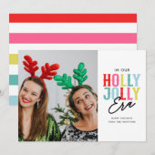 Holly Jolly Era Kleurrijke Foto Feestdagenkaart (Voorkant / Achterkant)