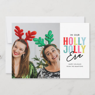 Holly Jolly Era Kleurrijke Foto Feestdagenkaart